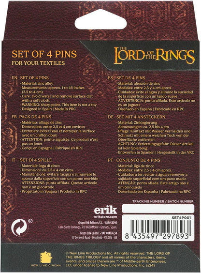 Grupo Erik The Lord Of The Rings Set Of 4 Pins - The Leaf Of Lorien, The One Ring, The Prancing Pony, The Crown Of Gondor | Enamel Pins | Lord Of The Rings Gifts | Lord Of The Rings Merchandise | LOTR