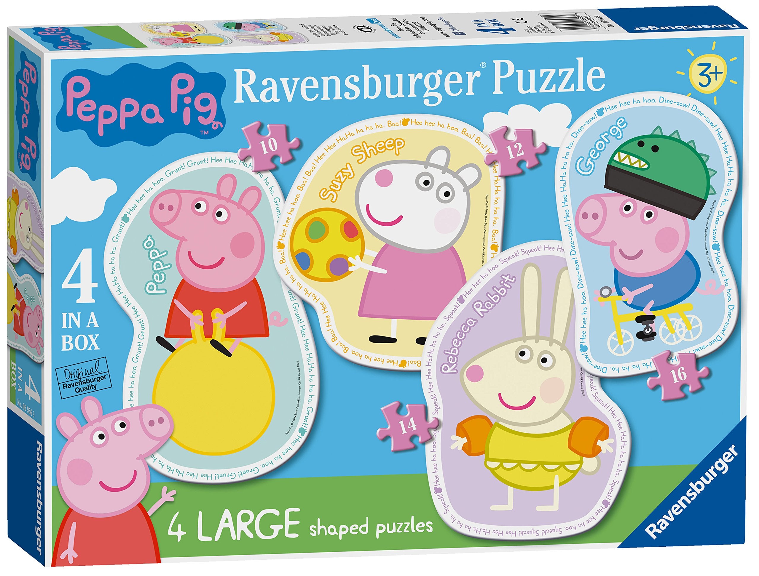 Ravensburger Peppa Pig 4 Large Shaped Jigsaw Puzzles (10, 12, 14, 16 Pieces) for Kids Age 3 Years Up - Educational Toys for Toddlers