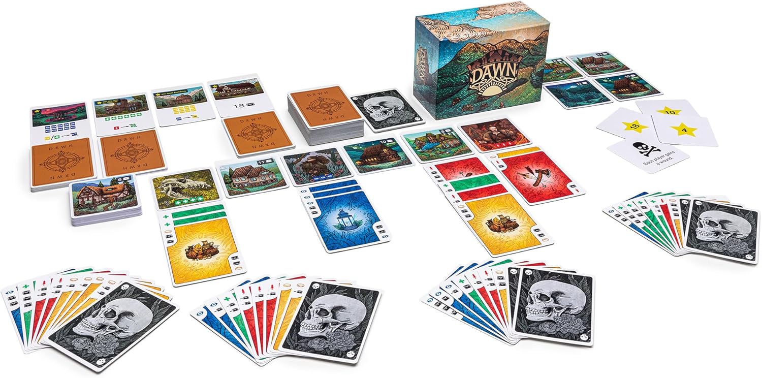Green Meadow Games Dawn - Strategy Card Game for 3-5 Players. Social Deduction Where You get to Pick Your Role. Build a villiage with Your Friends or go for The Solo Victory. The Choice is Yours.