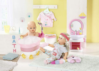 BABY born 829363 Bath Deluxe Good Night Set-Fits Dolls up to 43cm-for Small Hands-Dougnut Print Pyjama-Includes Headband, Socks & Toothbrush-Ages 3 & Up