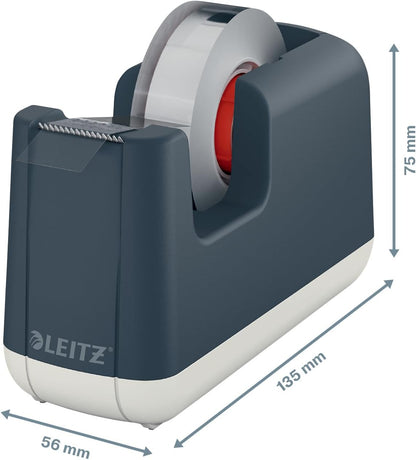 Leitz Tape Dispenser, Heavy Base With Tape, Cosy Range, Velvet Grey, 53670089