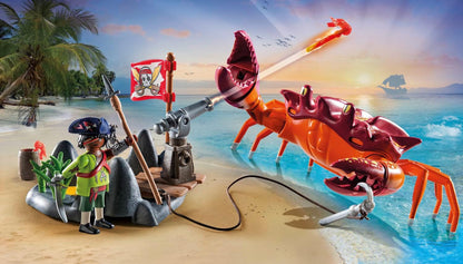 PLAYMOBIL Pirates 71532 Kampf gegen die Riesenkrabbe, epische Seeschlacht, inklusive Kanone, Haken-Geschoss und Säbel, detailreiches Piraten-Spielzeug für Kinder ab 4 Jahren