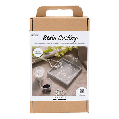 Knutselset Resin Casting, zwart, wit, vierkant dienblad met terrazzo, 1 pak