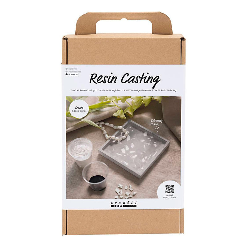 Knutselset Resin Casting, zwart, wit, vierkant dienblad met terrazzo, 1 pak