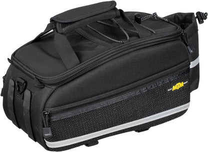 Topeak MTM Multi Mount TrunkBag EX, Water Resistant Cycle Trunk Bag with expandable pannier sides to fit KLICKfix/Racktime Snapit or MIK Adapter Pannier Racks, Black