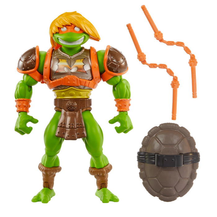 Masters of the Universe MOTU Origins Turtles of Grayskull Michelangelo Posable Action Figure Toy, Teenage Mutant Ninja Crossover with Accessories, HTH13