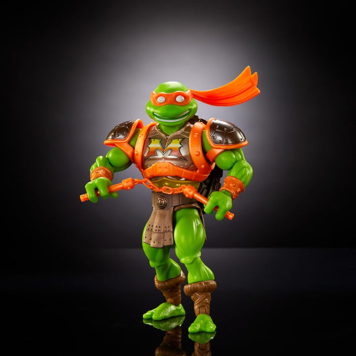 Masters of the Universe MOTU Origins Turtles of Grayskull Michelangelo Posable Action Figure Toy, Teenage Mutant Ninja Crossover with Accessories, HTH13