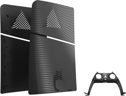 Maxx Tech PS5 Slim Faceplates Black Wave (5pcs) + Controller faceplate + 2 Thumb Grips