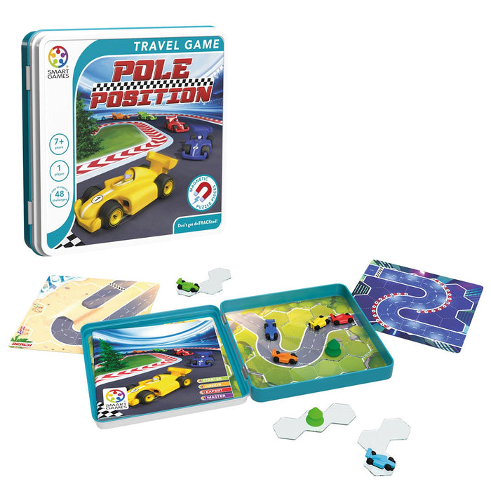 SmartGames - Pole Position, Magnetic Puzzle Game in Tin with 48 Challenges, Ages 7+