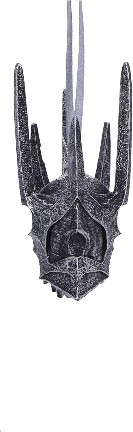Nemesis Now Lord of the Rings Helm of Sauron Hanging Ornament 10cm, Resin, Silver, Sauron Helmet Hanging Decoration, Lord of the Rings Home Decoration, Cast in the Finest Resin, Expertly Hand-Painted