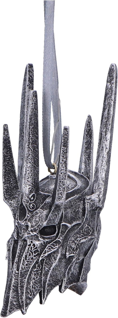 Nemesis Now Lord of the Rings Helm of Sauron Hanging Ornament 10cm, Resin, Silver, Sauron Helmet Hanging Decoration, Lord of the Rings Home Decoration, Cast in the Finest Resin, Expertly Hand-Painted