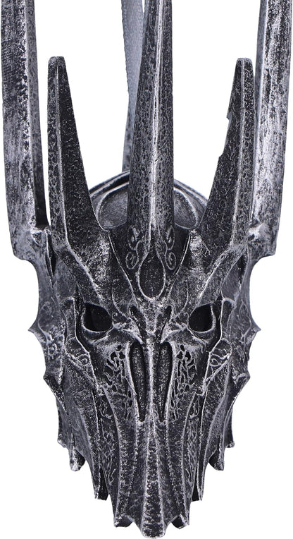 Nemesis Now Lord of the Rings Helm of Sauron Hanging Ornament 10cm, Resin, Silver, Sauron Helmet Hanging Decoration, Lord of the Rings Home Decoration, Cast in the Finest Resin, Expertly Hand-Painted