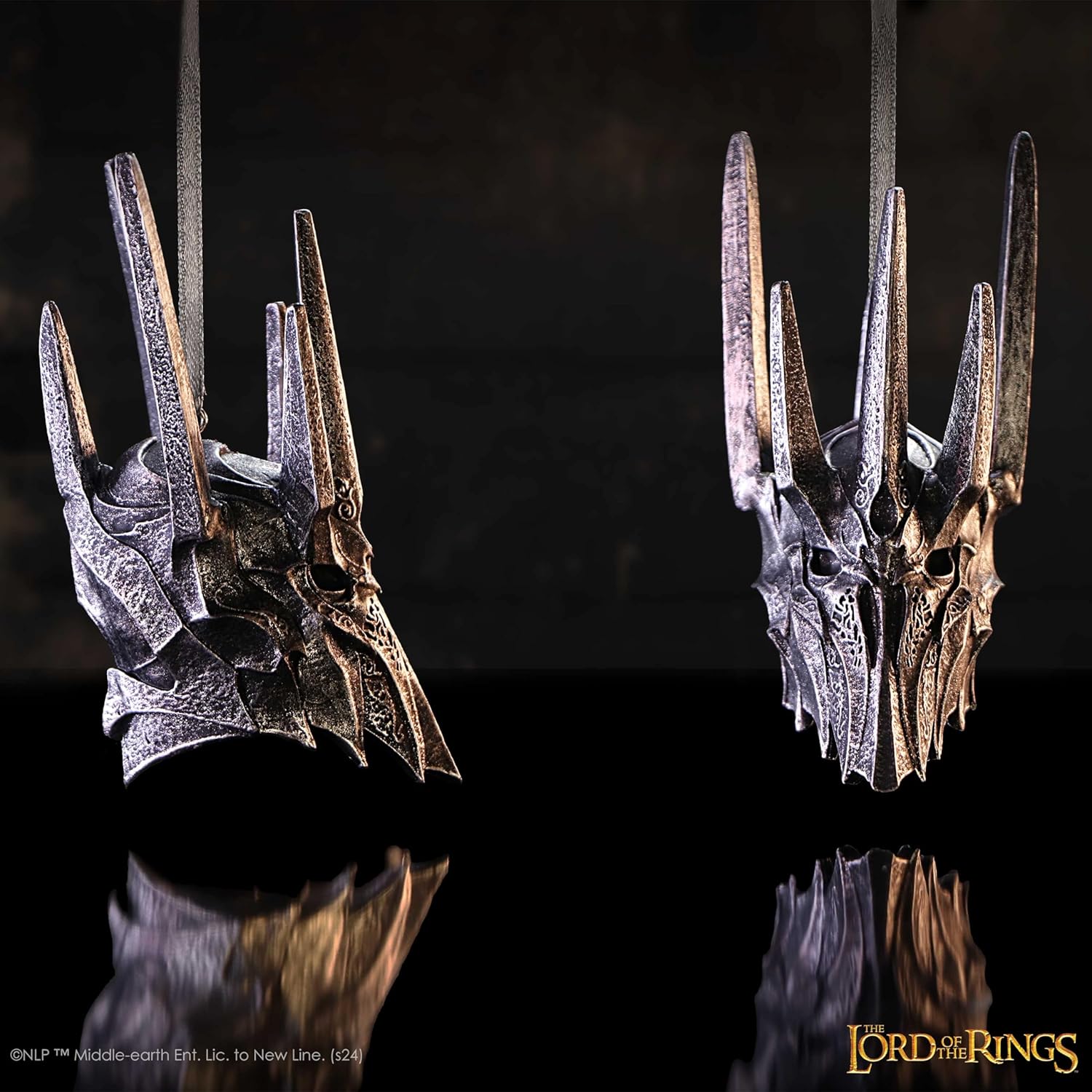 Nemesis Now Lord of the Rings Helm of Sauron Hanging Ornament 10cm, Resin, Silver, Sauron Helmet Hanging Decoration, Lord of the Rings Home Decoration, Cast in the Finest Resin, Expertly Hand-Painted