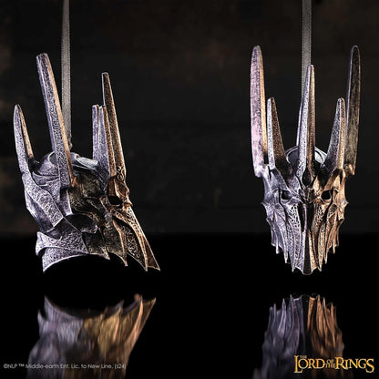 Nemesis Now Lord of the Rings Helm of Sauron Hanging Ornament 10cm, Resin, Silver, Sauron Helmet Hanging Decoration, Lord of the Rings Home Decoration, Cast in the Finest Resin, Expertly Hand-Painted