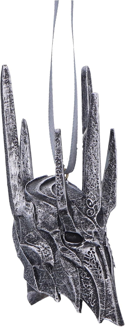 Nemesis Now Lord of the Rings Helm of Sauron Hanging Ornament 10cm, Resin, Silver, Sauron Helmet Hanging Decoration, Lord of the Rings Home Decoration, Cast in the Finest Resin, Expertly Hand-Painted