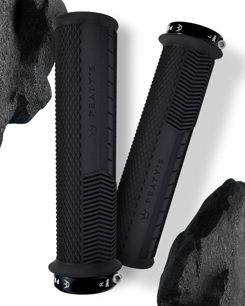 Peaty's Monarch Grips - Mushroom or Knurl/Thick or Thin - Trail Comfort, Durable, Ergonomic Finger Bars, Support Thumb Pad, All Day, All Terrain, Lock on grip MTB Enduro Downhill Ebike Mountain Bike