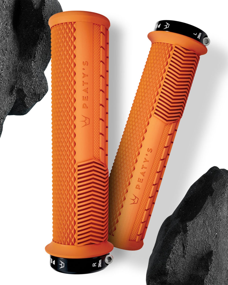 Peaty's Monarch Grips - Mushroom or Knurl/Thick or Thin - Trail Comfort, Durable, Ergonomic Finger Bars, Support Thumb Pad, All Day, All Terrain, Lock on grip MTB Enduro Downhill Ebike Mountain Bike