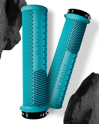 Peaty's Monarch Grips - Mushroom or Knurl/Thick or Thin - Trail Comfort, Durable, Ergonomic Finger Bars, Support Thumb Pad, All Day, All Terrain, Lock on grip MTB Enduro Downhill Ebike Mountain Bike