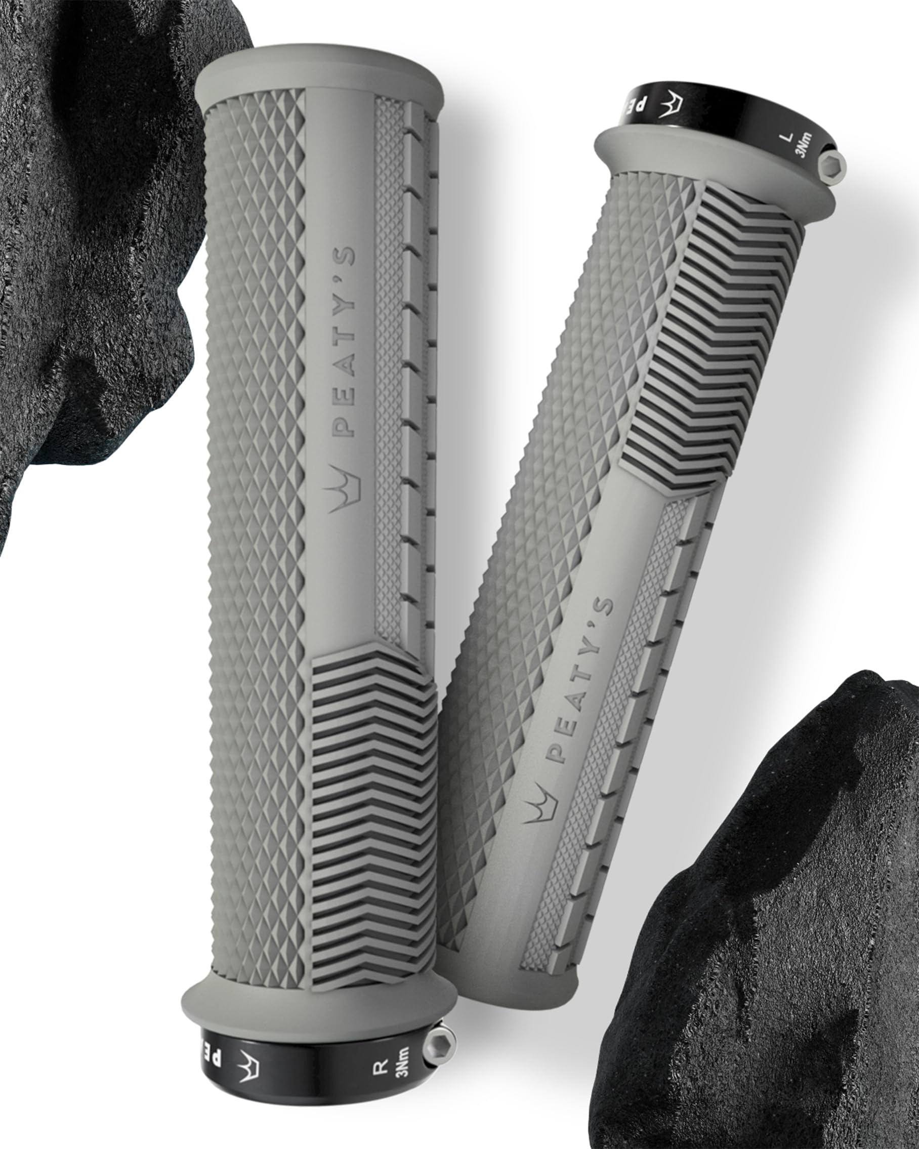 Peaty's Monarch Grips - Mushroom or Knurl/Thick or Thin - Trail Comfort, Durable, Ergonomic Finger Bars, Support Thumb Pad, All Day, All Terrain, Lock on grip MTB Enduro Downhill Ebike Mountain Bike