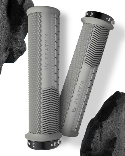 Peaty's Monarch Grips - Mushroom or Knurl/Thick or Thin - Trail Comfort, Durable, Ergonomic Finger Bars, Support Thumb Pad, All Day, All Terrain, Lock on grip MTB Enduro Downhill Ebike Mountain Bike