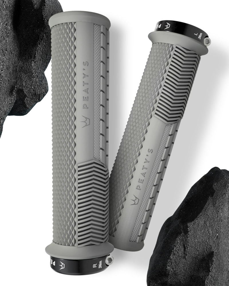 Peaty's Monarch Grips - Mushroom or Knurl/Thick or Thin - Trail Comfort, Durable, Ergonomic Finger Bars, Support Thumb Pad, All Day, All Terrain, Lock on grip MTB Enduro Downhill Ebike Mountain Bike