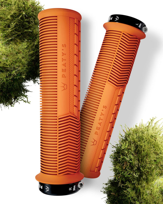 Peaty's Monarch Grips - Mushroom or Knurl/Thick or Thin - Trail Comfort, Durable, Ergonomic Finger Bars, Support Thumb Pad, All Day, All Terrain, Lock on grip MTB Enduro Downhill Ebike Mountain Bike