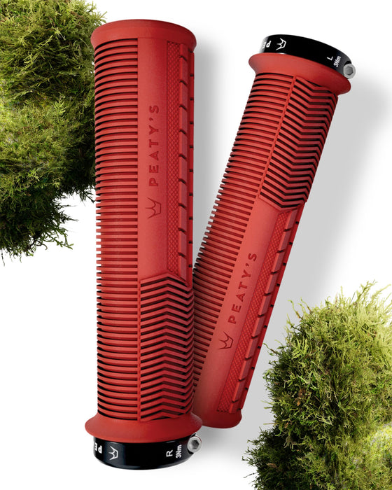 Peaty's Monarch Grips - Mushroom or Knurl/Thick or Thin - Trail Comfort, Durable, Ergonomic Finger Bars, Support Thumb Pad, All Day, All Terrain, Lock on grip MTB Enduro Downhill Ebike Mountain Bike