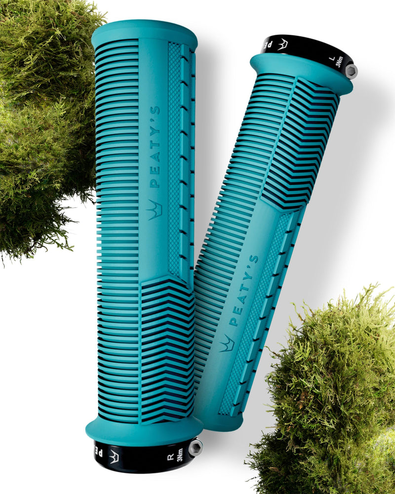 Peaty's Monarch Grips - Mushroom or Knurl/Thick or Thin - Trail Comfort, Durable, Ergonomic Finger Bars, Support Thumb Pad, All Day, All Terrain, Lock on grip MTB Enduro Downhill Ebike Mountain Bike