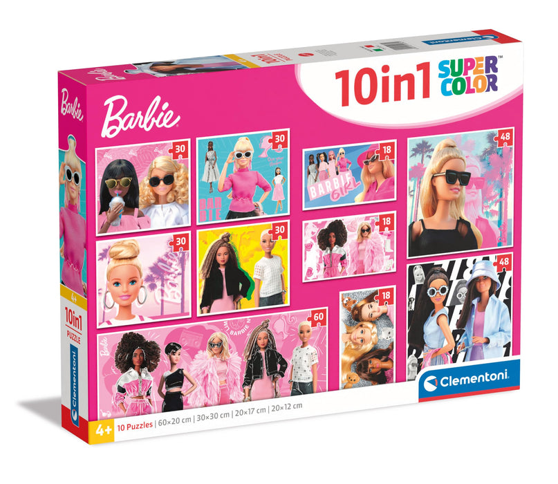 Clementoni Barbie 10-in-1 Puzzle Kinder - Geschicklichkeitsspiel für Kinder ab 4 Jahren - Barbie Puzzle Set (3x18, 4x30, 2x48, 1x60 Teile) 20282