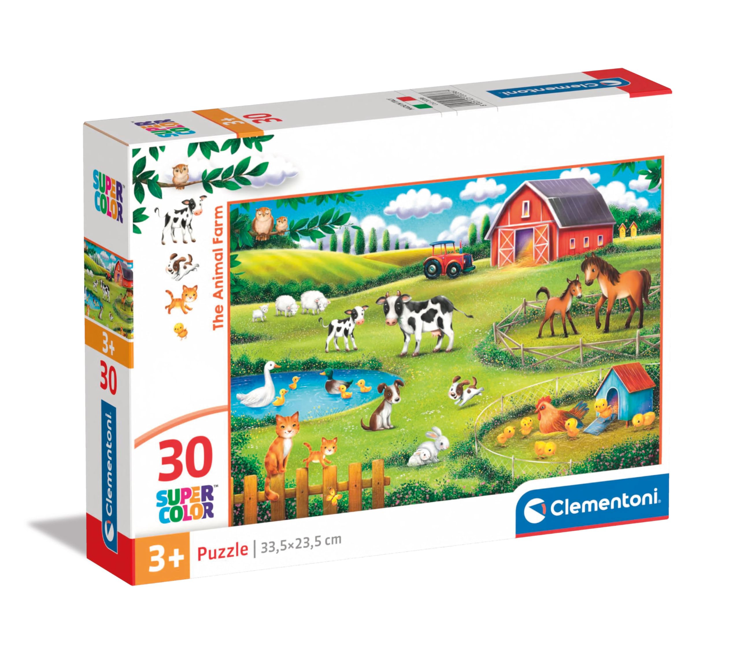Clementoni - Supercolor The Farm-30 stukjes kinderen 3 jaar, puzzel dieren, afbeelding, Made in Italy, meerkleurig, 20286