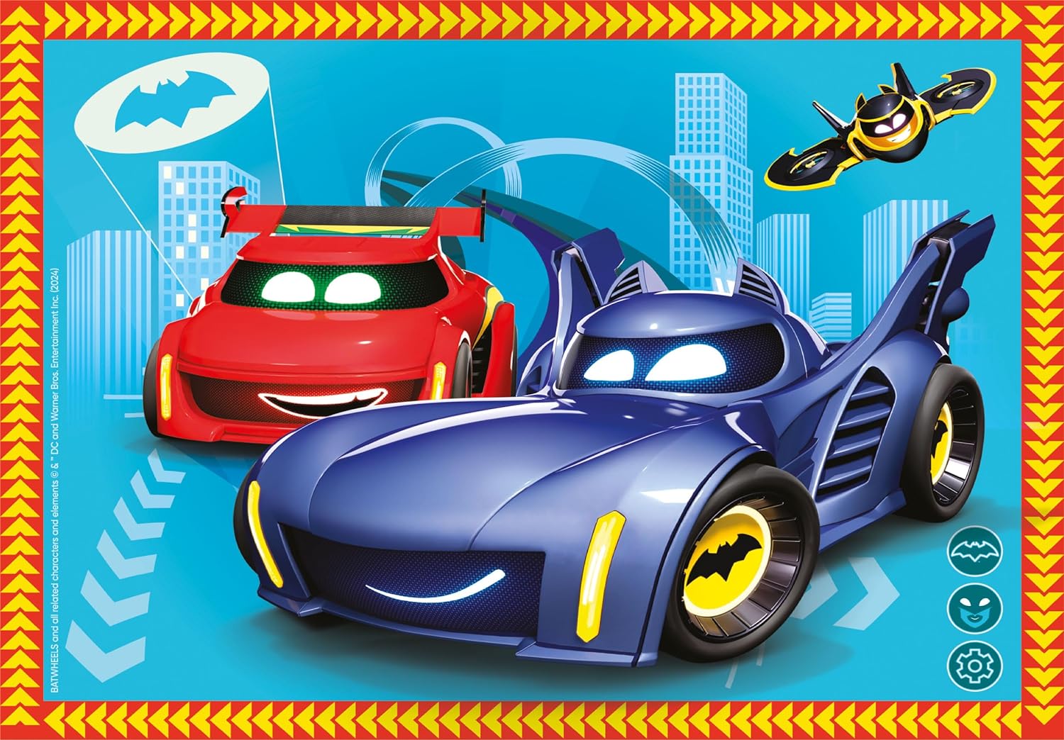 Clementoni 21529 Batwheels Jigsaw 4 in 1 12+16+20+24 Pieces-Supercolor Children 3-5 Years, Different Images, Cartoon, Cars, Gift for Boy/Girls, Puzzle for Kids, Made in Italy, Multicolor