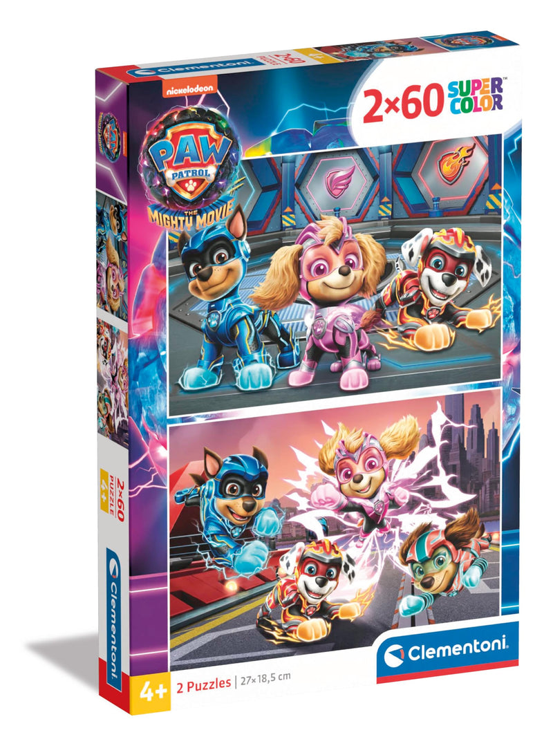 Clementoni 21626 Paw Patrol Jigsaw 2 60 Pieces-Supercolor Children 4-6 Years, Cartoon, Gift for Boy/Girls, Puzzle for Kids, Made in Italy, Multicolor