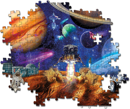 Clementoni 21724 Jigsaw Space Mission 300 Pieces-Supercolor Children 9-11 Years, Cartoon, Gift for Boy/Girls, Planets, Stars, Puzzle for Kids, Made in Italy, Multicolor
