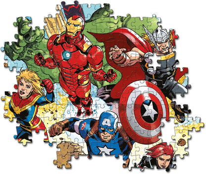 Clementoni 21728 Marvel The Avengers Jigsaw Super 300 Pieces-Supercolor Children 9-11 Years, Cartoon, Gift for Boy/Girls, Puzzle for Kids, Made in Italy, Multicolor
