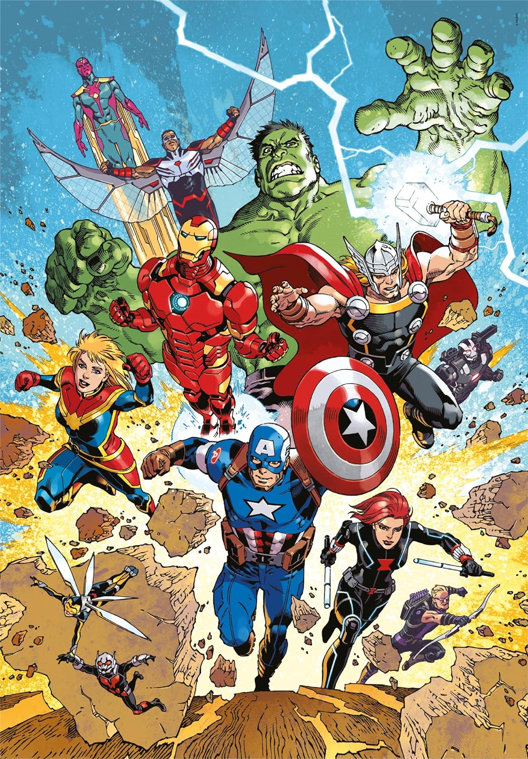 Clementoni 21728 Marvel The Avengers Jigsaw Super 300 Pieces-Supercolor Children 9-11 Years, Cartoon, Gift for Boy/Girls, Puzzle for Kids, Made in Italy, Multicolor