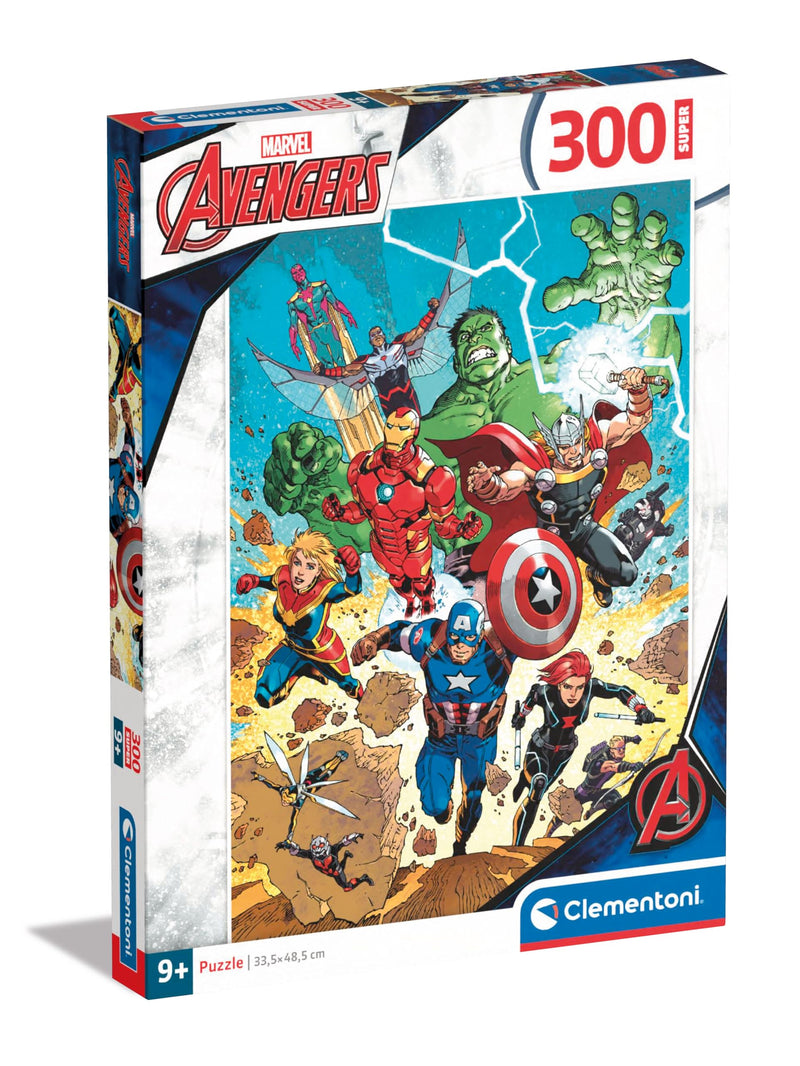 Clementoni 21728 Marvel The Avengers Jigsaw Super 300 Pieces-Supercolor Children 9-11 Years, Cartoon, Gift for Boy/Girls, Puzzle for Kids, Made in Italy, Multicolor