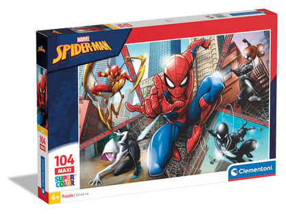 Clementoni - 23734 - Supercolor Puzzle for Children-Spider Man-104 Pieces Maxi