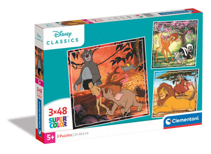 Clementoni 25299 Disney Classics Supercolor Classics-3x48 Pieces (3 Included), Jigsaw Kids Age 5, Puzzle Cartoon, Made in Italy