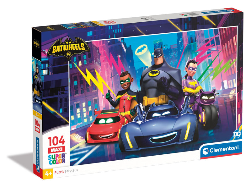 Clementoni 25761 Batwheels Jigsaw 104 Maxi Pieces-Supercolor Children 4-6 Years, Cartoon, Cars, Gift for Boy/Girls, Puzzle for Kids, Made in Italy, Multicolor