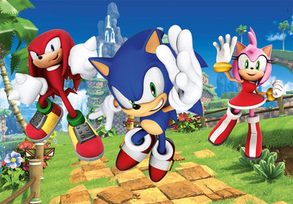 Clementoni 25764 Sonic Jigsaw 104 Maxi Pieces-Supercolor Children 4-6 Years, Cartoon, Gift for Boy/Girls, Puzzle for Kids, Made in Italy, Multicolor