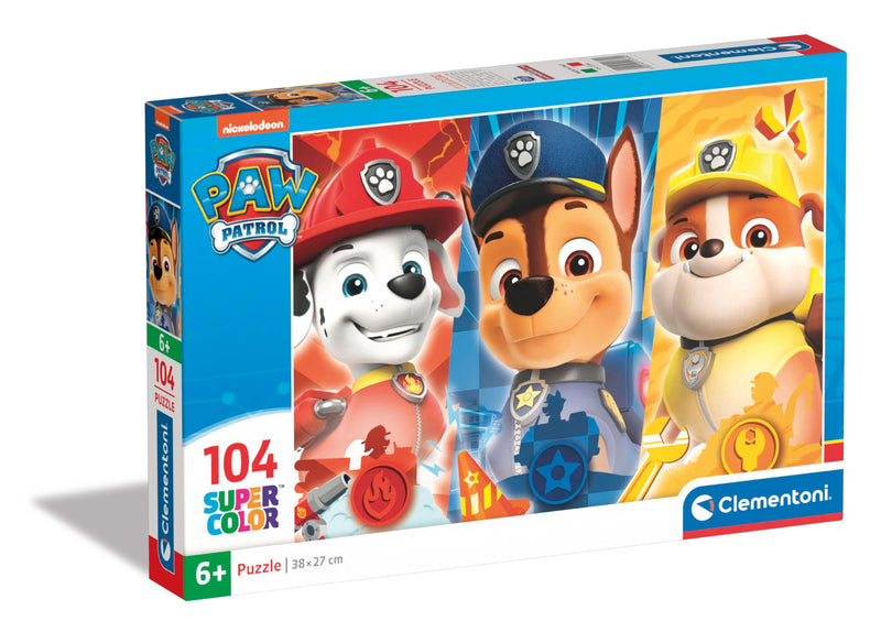 Clementoni 25769 Paw Patrol Jigsaw 104 Pieces-Supercolor Children 6-8 Years, Cartoon, Gift for Boy/Girls, Puzzle for Kids, Made in Italy, Multicolor