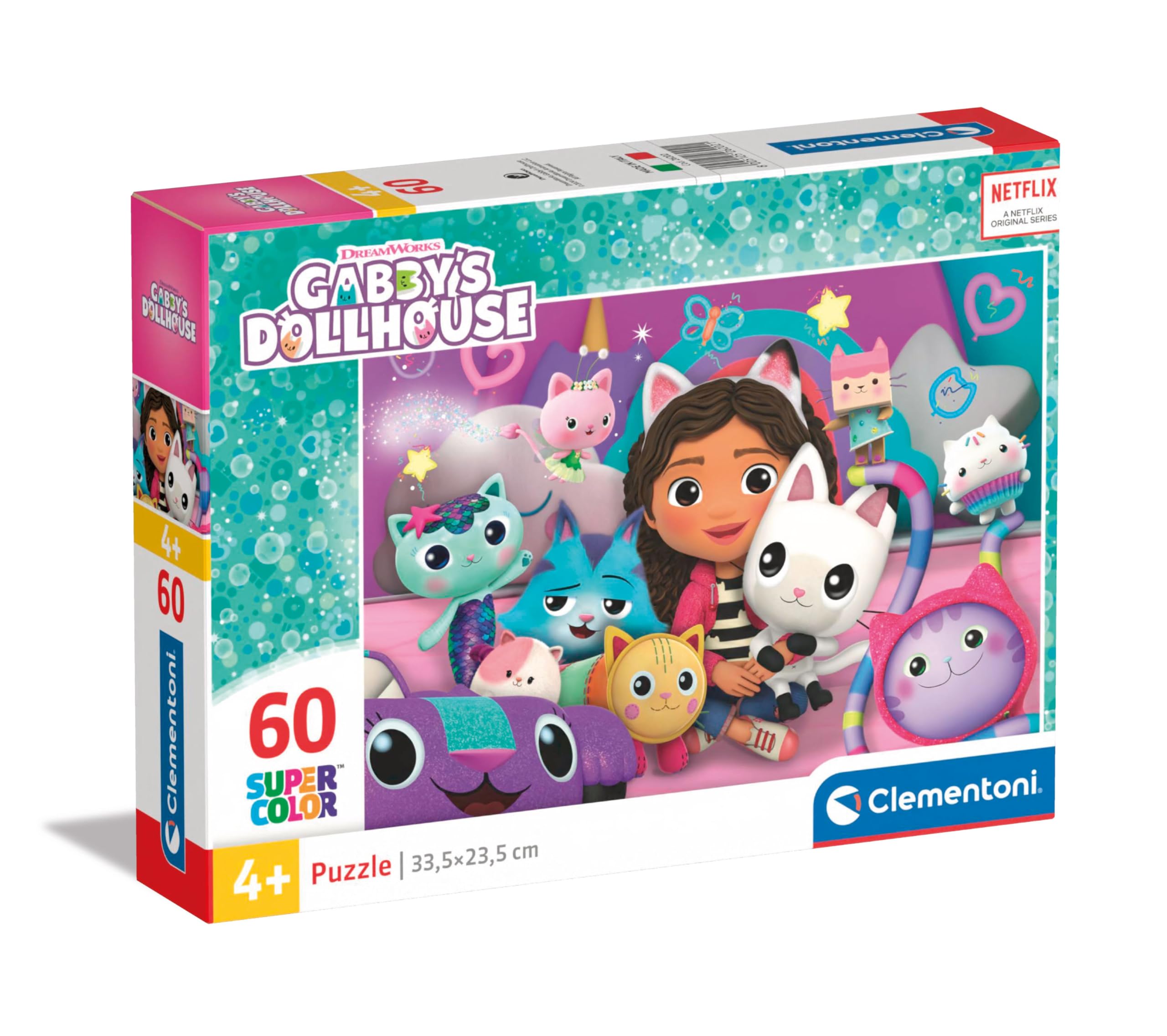 Clementoni 26202 Gabbys Dollshouse Jigsaw Dollhouse 60 Pieces-Supercolor Children 4-6 Years, Cartoon, Doll, Gift for Boy/Girls, Puzzle for Kids, Made in Italy, Multicolor