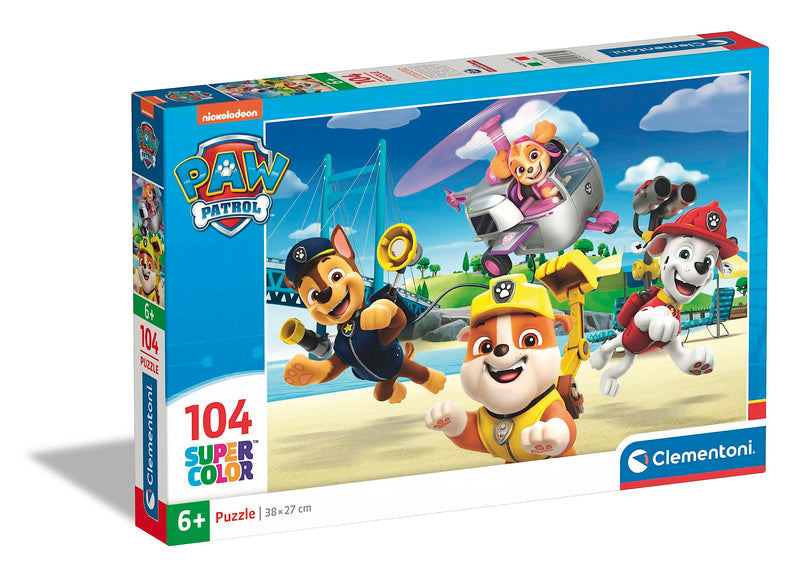 Clementoni 27265 Paw Patrol Supercolor Patrol-104 Pieces, Jigsaw Kids Age 6, Puzzle Cartoon, Made in Italy