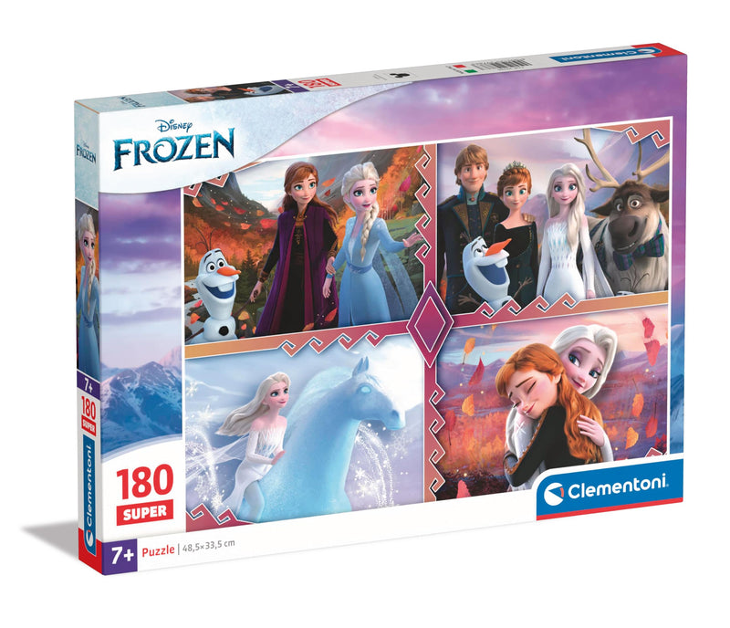 Clementoni 29786 Disney Frozen Jigsaw 2 180 Pieces-Supercolor Children 7-9 Years, Cartoon, Gift for Boy/Girls, Puzzle for Kids, Made in Italy, Multicolor