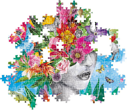 Clementoni 35526 Jigsaw Collection-Head in The Jungle 500 Pieces-Puzzle for Adults 14-99 Years, Gift for Men/Women, Fantasy, Made in Italy, Multicolor