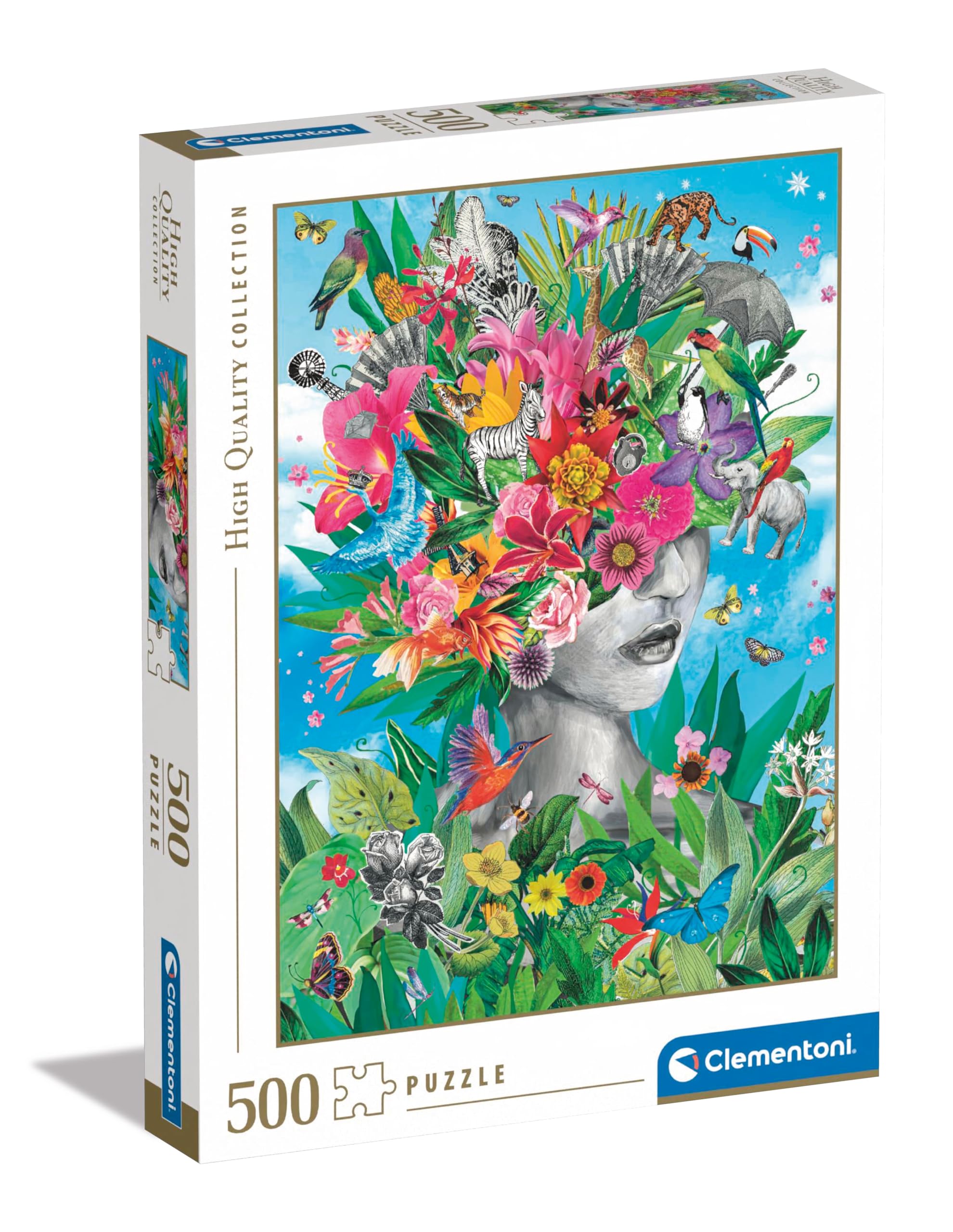 Clementoni 35526 Jigsaw Collection-Head in The Jungle 500 Pieces-Puzzle for Adults 14-99 Years, Gift for Men/Women, Fantasy, Made in Italy, Multicolor
