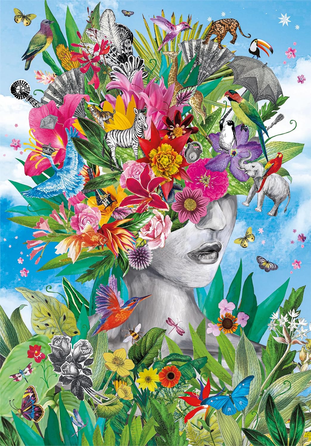 Clementoni 35526 Jigsaw Collection-Head in The Jungle 500 Pieces-Puzzle for Adults 14-99 Years, Gift for Men/Women, Fantasy, Made in Italy, Multicolor