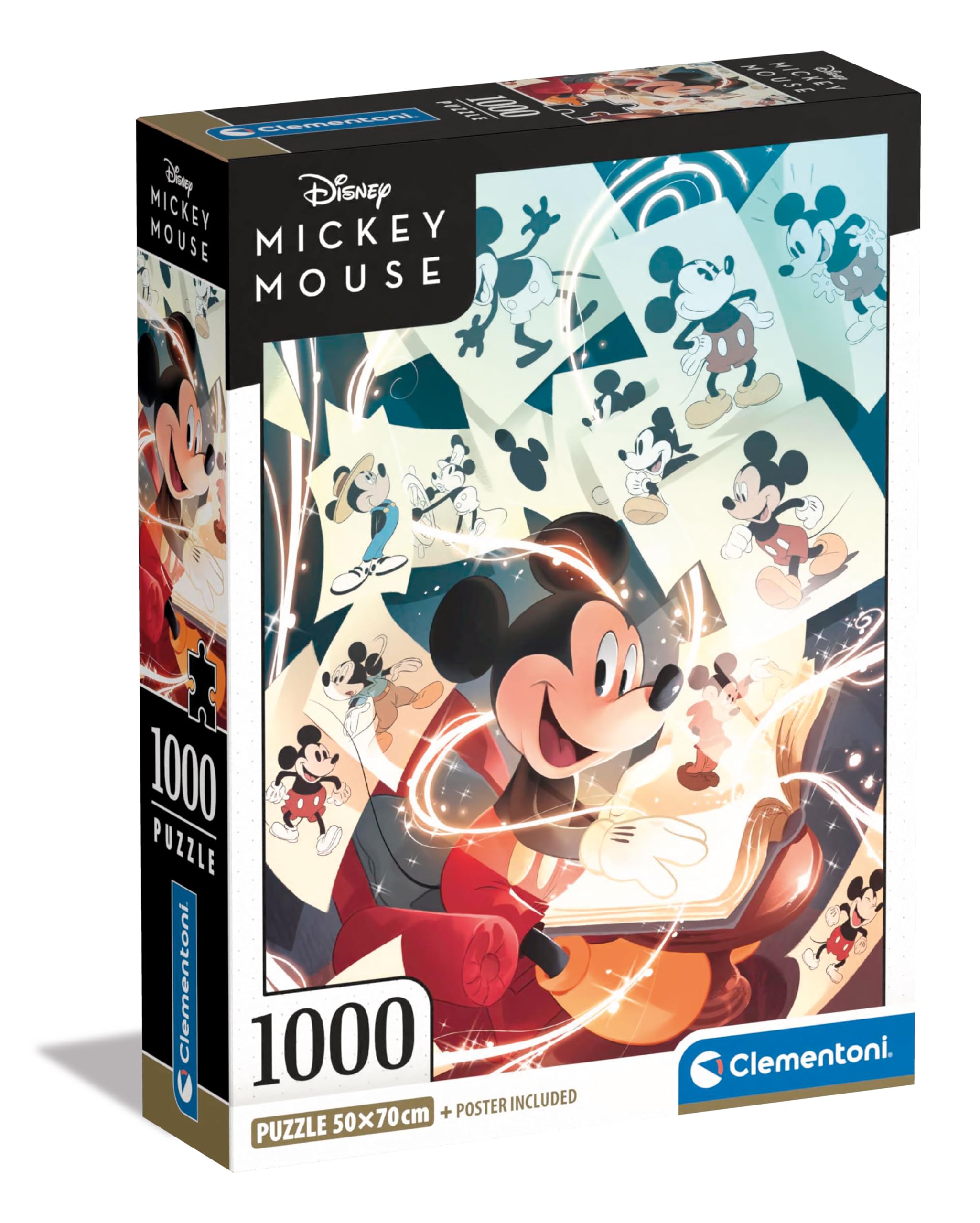 Clementoni 39811 Disney Jigsaw Mickey Mouse 1000 Pieces-Puzzle for Adults 14-99 Years, Poster Included, Gift for Men/Women, Made in Italy, Multicolor