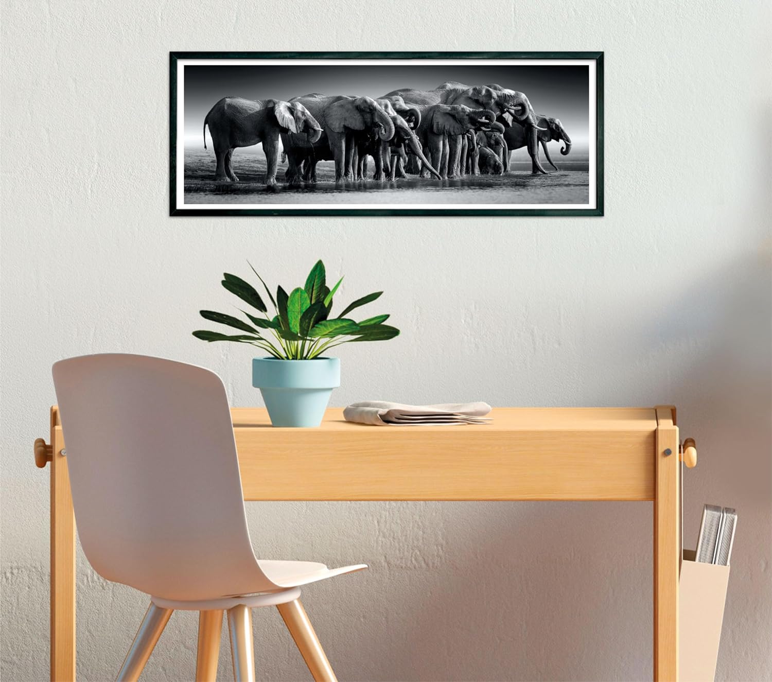 Clementoni 39836 Jigsaw Panorama Collection-Herd of Giants 1000 Pieces-Puzzle for Adults 14-99 Years, Gift for Men/Women, Animals, Made in Italy, Multicolor