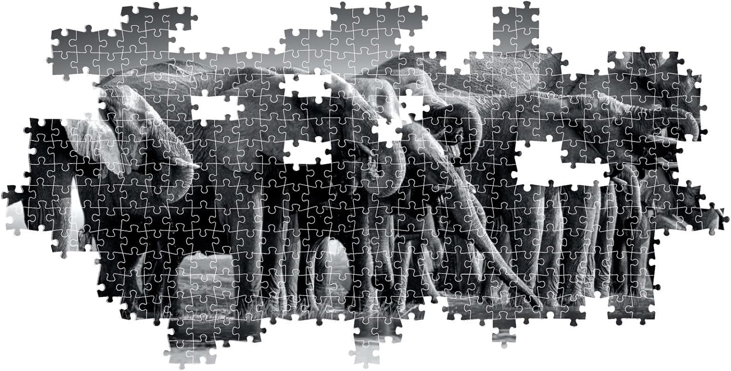 Clementoni 39836 Jigsaw Panorama Collection-Herd of Giants 1000 Pieces-Puzzle for Adults 14-99 Years, Gift for Men/Women, Animals, Made in Italy, Multicolor